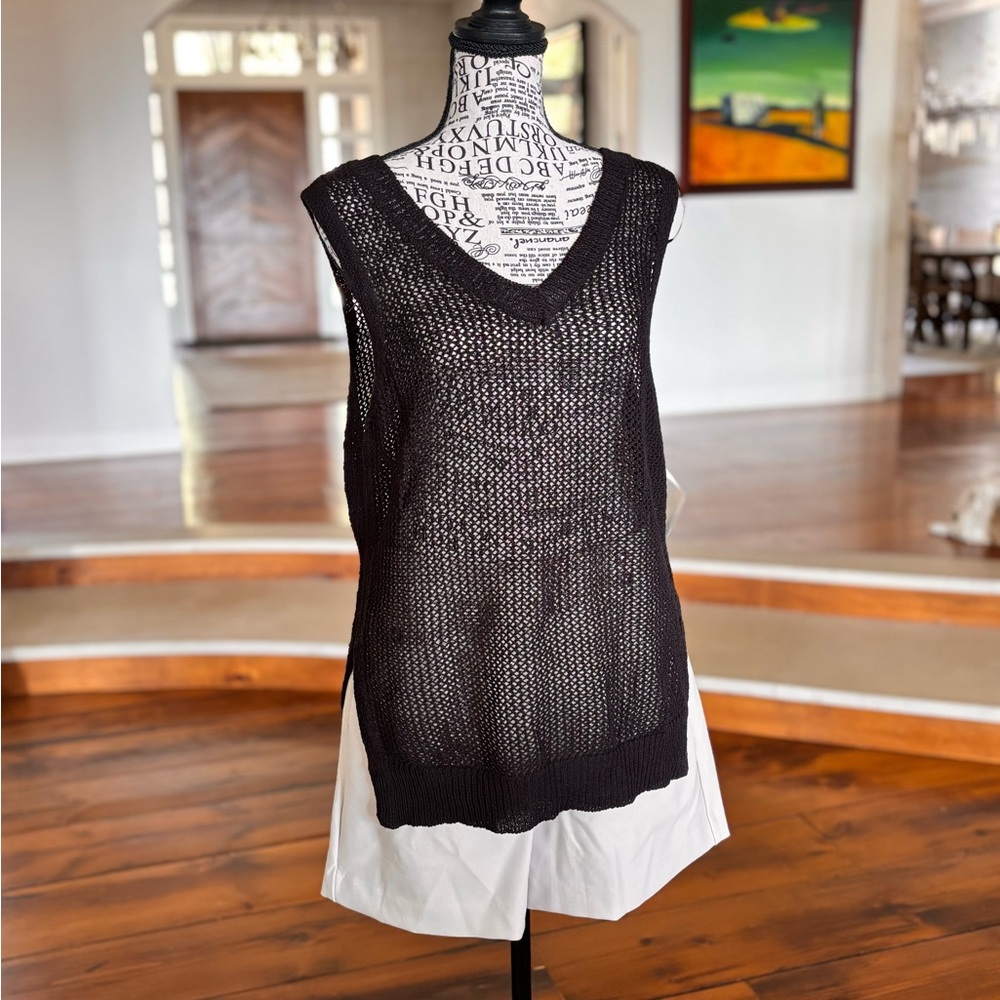 Nicole Miller Artelier Black Knit Sleeveless Top